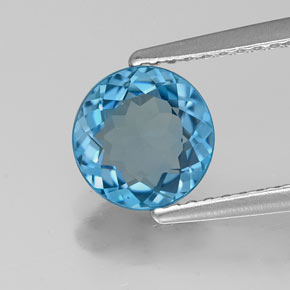 Topaze bleue naturelle coupe roude, 1,41 ct, VS
