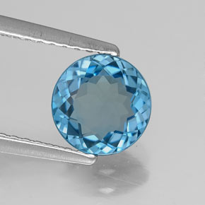 Topaze bleue naturelle coupe roude, 1,41 ct, VS