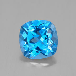 Topaze bleue naturelle coupe coussin, 2,53 ct, VS