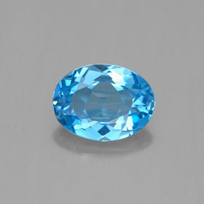 Topaze bleue naturelle coupe ovale, 1,49 ct, VVS