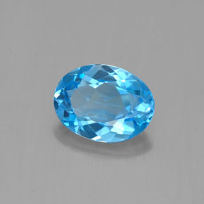 Topaze bleue naturelle coupe ovale, 1,49 ct, VVS