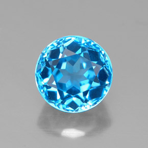 Topaze bleue naturelle coupe roude, 2,56 ct, VVS