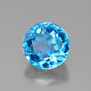 Topaze bleue naturelle coupe roude, 2,56 ct, VVS