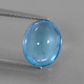 Topaze bleue naturelle coupe ovale, 4,09 ct, transparent
