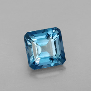 Topaze bleue naturelle taille émeraude, 1,40 ct, VVS-VS