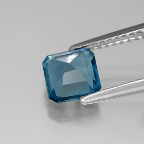Topaze bleue naturelle taille émeraude, 1,15 ct, VVS
