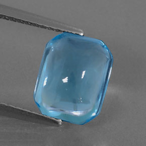 Topaze bleue naturelle taille émeraude, 3,33 ct, transparent