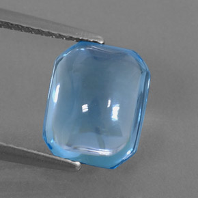 Topaze bleue naturelle taille émeraude, 3,90 ct, transparent
