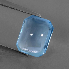 Topaze bleue naturelle taille émeraude, 3,08 ct, transparent
