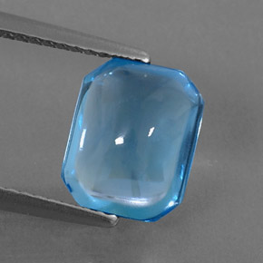 Topaze bleue naturelle taille émeraude, 3,45 ct, transparent