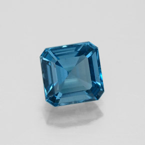 Topaze bleue naturelle taille émeraude, 1,40 ct, VVS