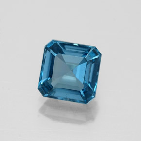 Topaze bleue naturelle taille émeraude, 1,40 ct, VVS