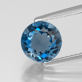 Topaze bleue naturelle coupe roude, 1,74 ct, VVS