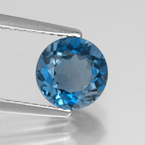 Topaze bleue naturelle coupe roude, 1,74 ct, VVS
