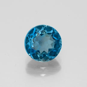 Topaze bleue naturelle coupe roude, 1,74 ct, VVS
