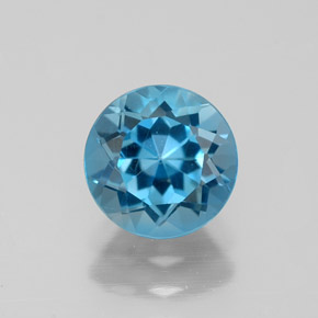 Topaze bleue naturelle coupe roude, 1,60 ct, VVS-VS