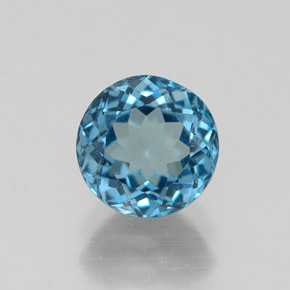 Topaze bleue naturelle coupe roude, 1,85 ct, VVS-VS