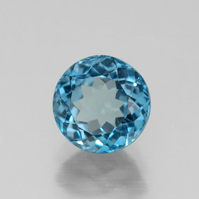Topaze bleue naturelle coupe roude, 1,85 ct, VVS-VS