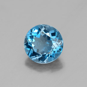 Topaze bleue naturelle coupe roude, 1,46 ct, VVS