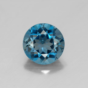 Topaze bleue naturelle coupe roude, 1,55 ct, VVS-VS