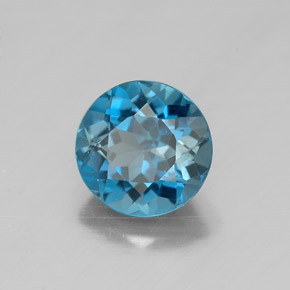Topaze bleue naturelle coupe roude, 1,55 ct, VVS-VS