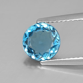 Topaze bleue naturelle coupe roude, 1,40 ct, VVS