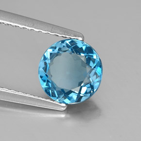 Topaze bleue naturelle coupe roude, 1,40 ct, VVS