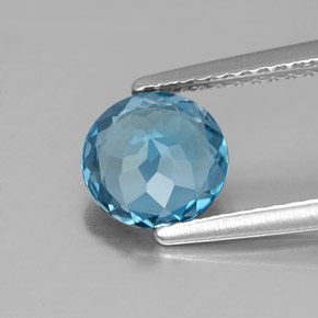 Topaze bleue naturelle coupe roude, 1,40 ct, VVS