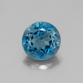 Topaze bleue naturelle coupe roude, 1,56 ct, VVS