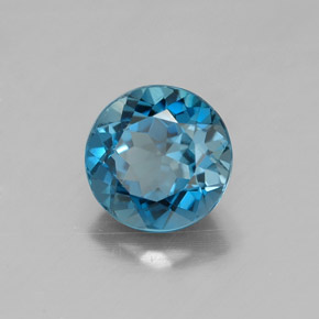 Topaze bleue naturelle coupe roude, 1,56 ct, VVS