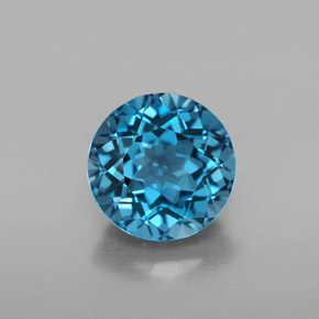 Topaze bleue naturelle coupe roude, 2,60 ct, VVS
