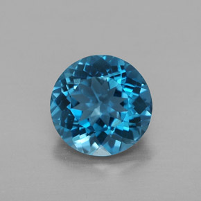 Topaze bleue naturelle coupe roude, 2,38 ct, VVS-VS