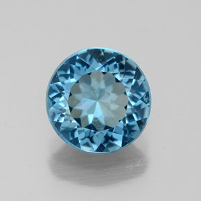 Topaze bleue naturelle coupe roude, 2,00 ct, VVS-VS