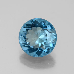 Topaze bleue naturelle coupe roude, 2,00 ct, VVS-VS