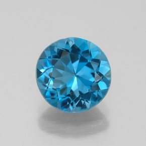 Topaze bleue naturelle coupe roude, 2,04 ct, VVS-VS