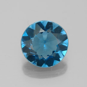 Topaze bleue naturelle coupe roude, 1,98 ct, VVS-VS