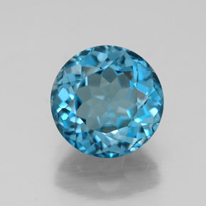 Topaze bleue naturelle coupe roude, 2,46 ct, VVS-VS