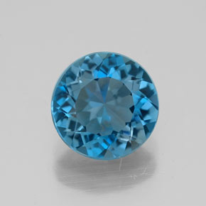 Topaze bleue naturelle coupe roude, 2,10 ct, VVS-VS