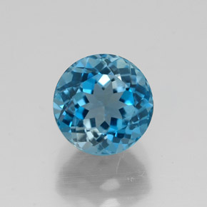 Topaze bleue naturelle coupe roude, 2,20 ct, VVS