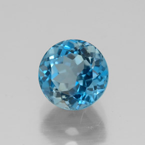 Topaze bleue naturelle coupe roude, 2,20 ct, VVS