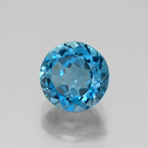 Topaze bleue naturelle coupe roude, 1,76 ct, VVS