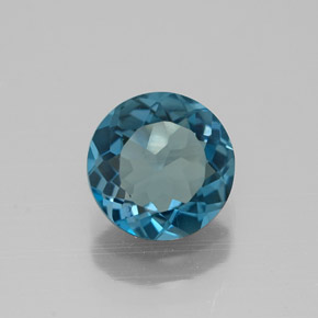 Topaze bleue naturelle coupe roude, 1,38 ct, VVS
