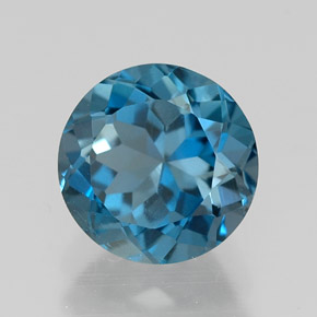 Topaze bleue naturelle coupe roude, 1,65 ct, VVS
