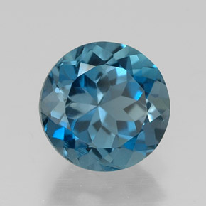 Topaze bleue naturelle coupe roude, 1,65 ct, VVS
