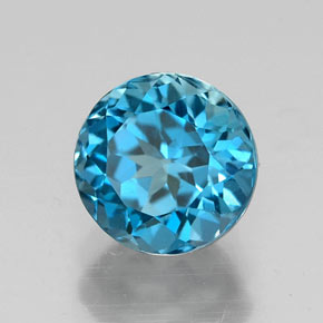 Topaze bleue naturelle coupe roude, 1,92 ct, VS