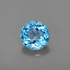 Topaze bleue naturelle coupe roude, 1,64 ct, VVS