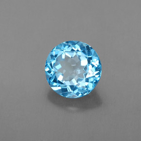 Topaze bleue naturelle coupe roude, 1,64 ct, VVS