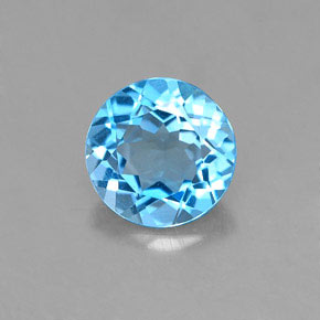 Topaze bleue naturelle coupe roude, 1,37 ct, VVS-VS