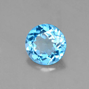 Topaze bleue naturelle coupe roude, 1,37 ct, VVS-VS