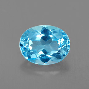 Topaze bleue naturelle coupe ovale, 2,51 ct, VVS